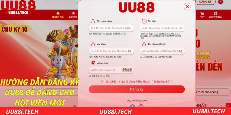 Hướng dẫn đăng ký UU88 dễ dàng cho hội viên mới